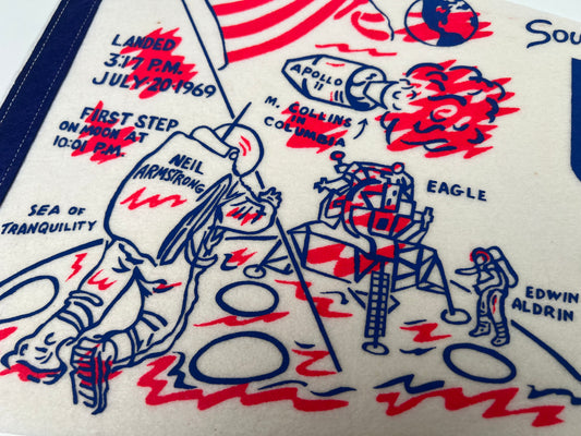 1969 Vintage Apollo 11 “USA #1 on Moon” Astronaut Pennant – Moon Landing Souvenir Felt Banner