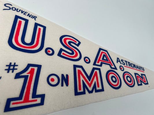 1969 Vintage Apollo 11 “USA #1 on Moon” Astronaut Pennant – Moon Landing Souvenir Felt Banner