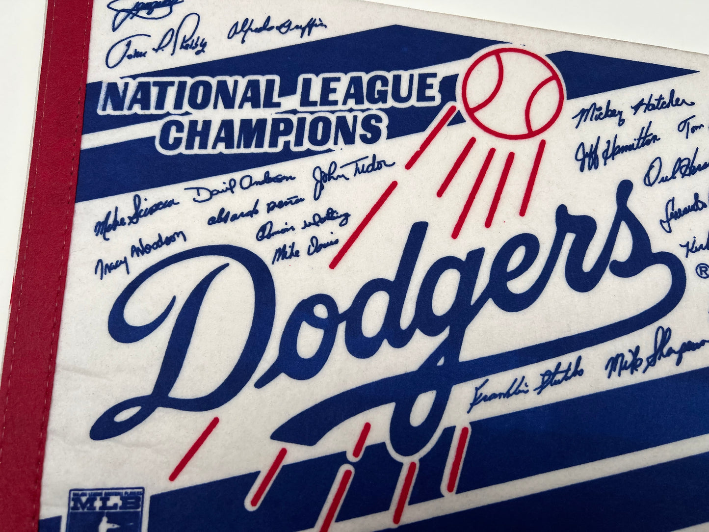 1988 Dodgers NL Champions & World Series Vintage Felt Pennant