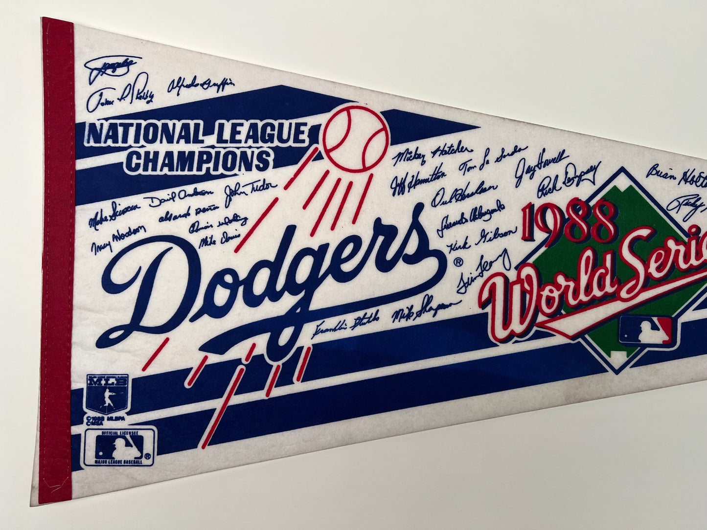 1988 Dodgers NL Champions & World Series Vintage Felt Pennant